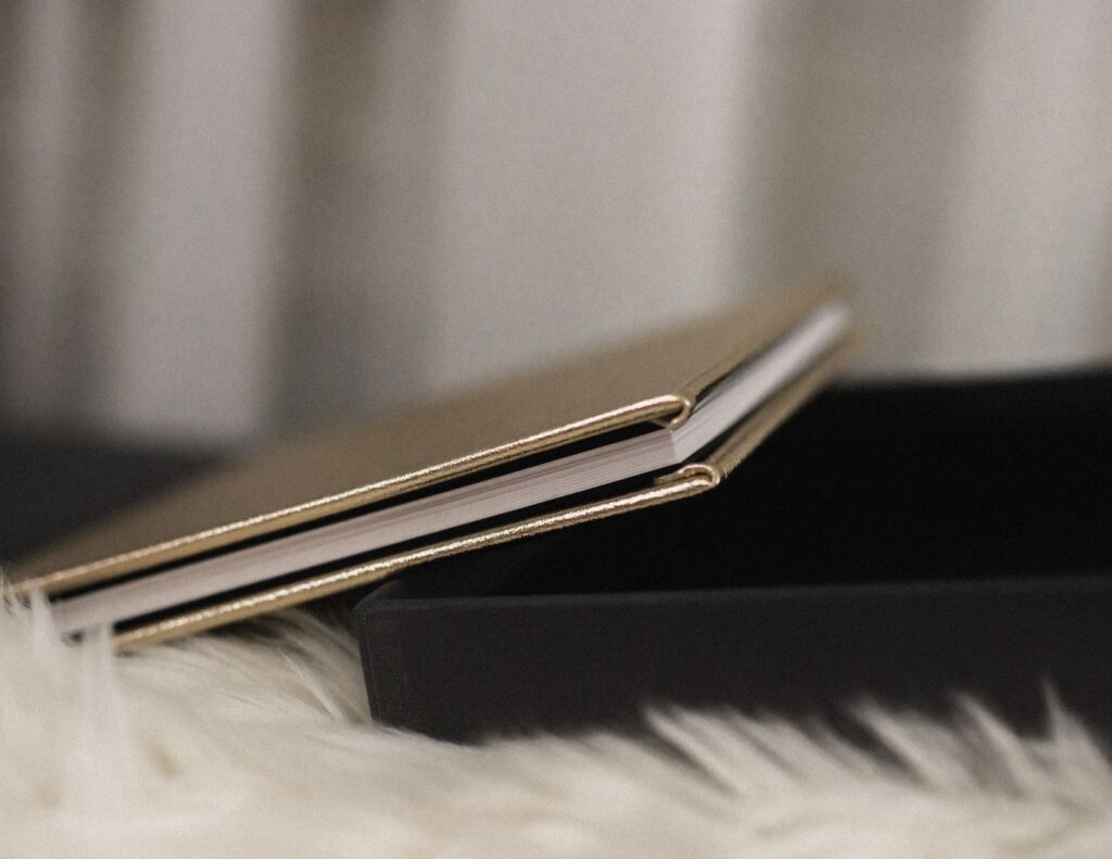 a gold leather boudoir album