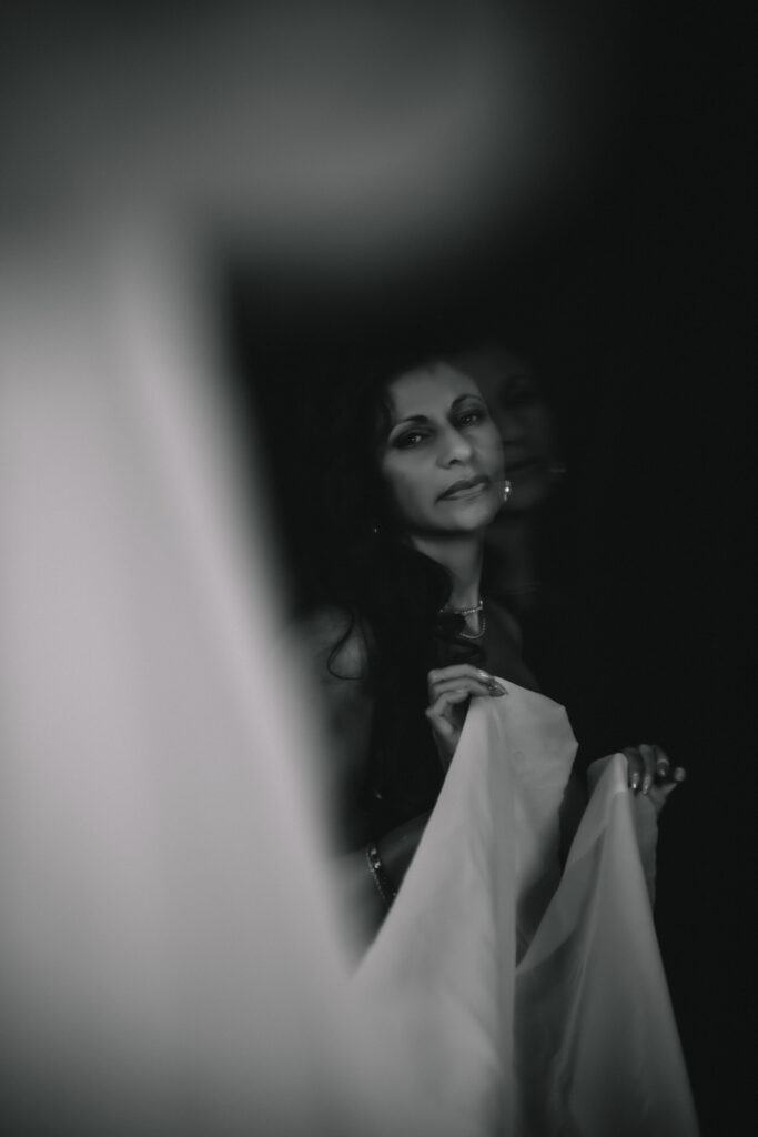ghost boudoir photograph in black and white at bare elegance boudoir